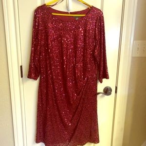 Red plus size sequin dress